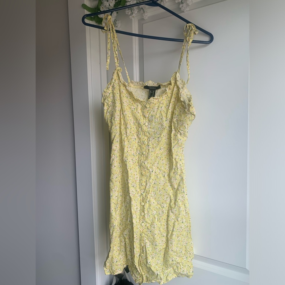 Forever 21 Yellow Spaghetti Strap Mini Slip Dress